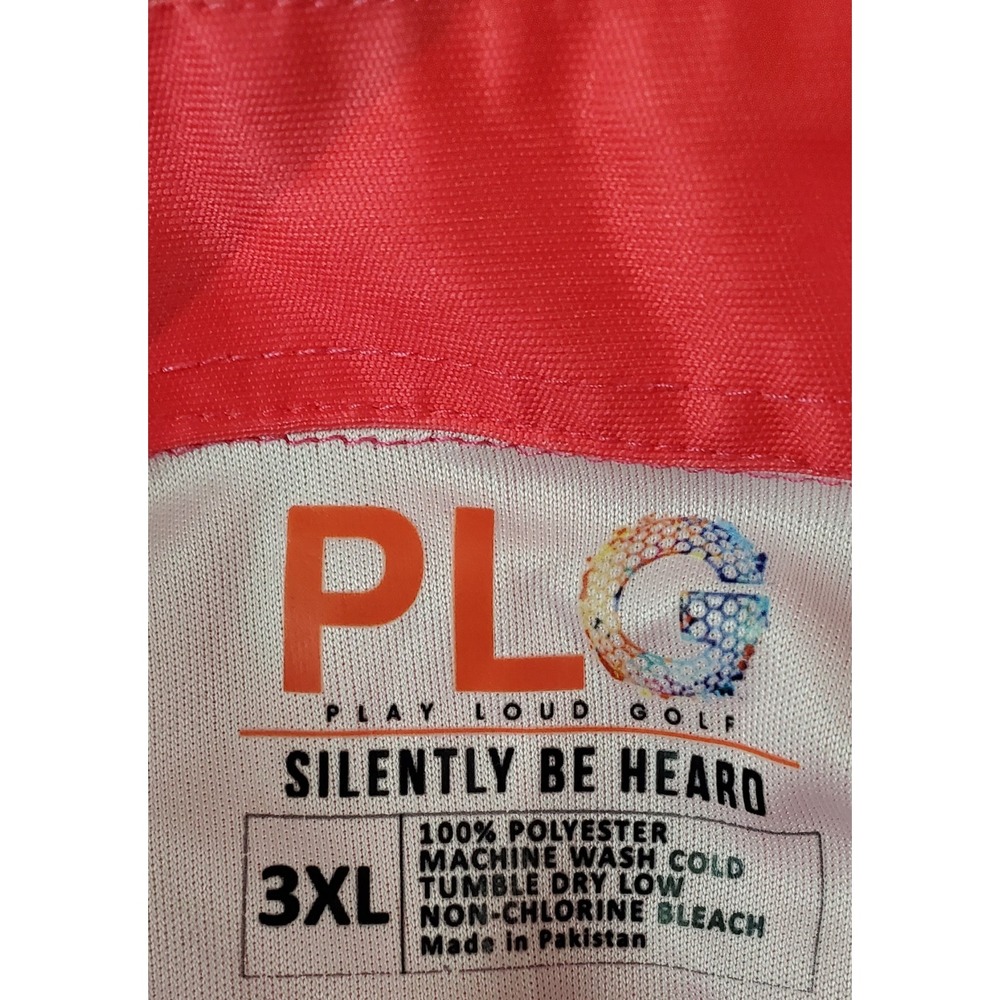 PLG Play Loud Golf Polo Shirt 3XL Poly Color Block Grqphic Pink/Violet/Berry - Picture 7 of 8